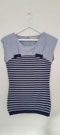 Designer Alannah Hill Damen Strick Top blau gestreift, Gr. S