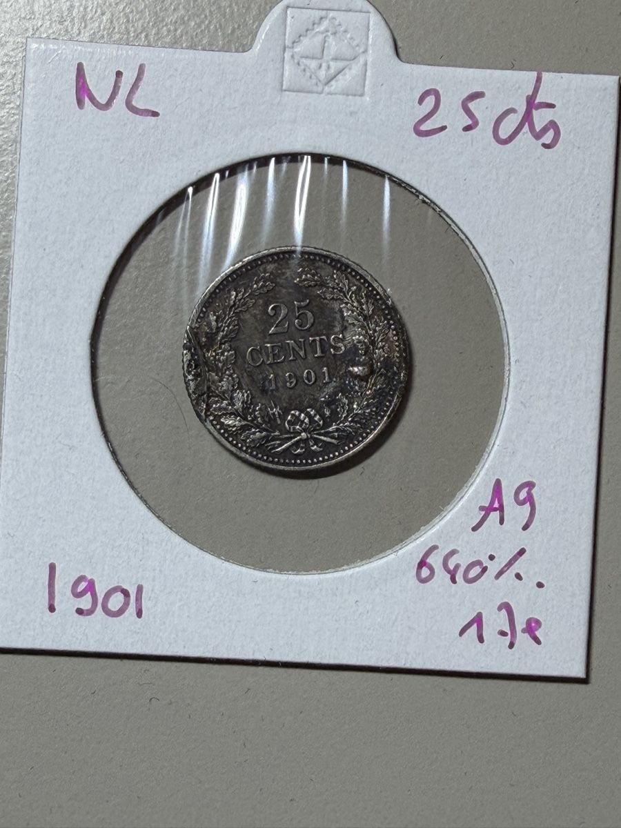 Tutti le monete: Pays-Bas - 25 cents - 1901 - AG  – Usato da Payerne venduto da Mike1682