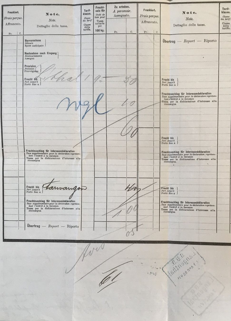 SBB/CFF/FFS Documenti: HISTORISCHE DOKUMENT SCHWEIZER BUNDESBAHNEN 1908 – Usato da Ostermundigen venduto da wini63 1