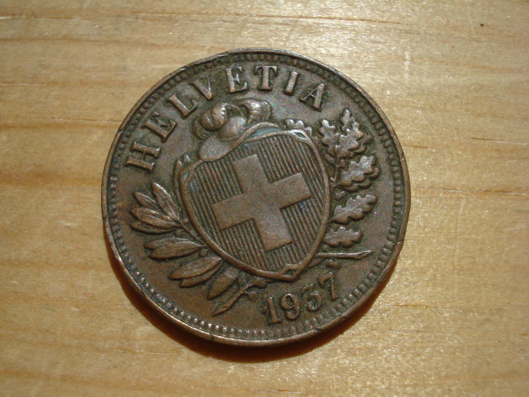 Alle Münzen: (N2) 2 Rappen 1937 – Gebraucht aus Erlach von Net-Coins