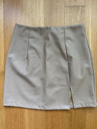 Outfitbook Kunstleder Minirock Beige Gr. S