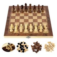 3-in-1 Faltbares Holz-Schachspielbrett Neu