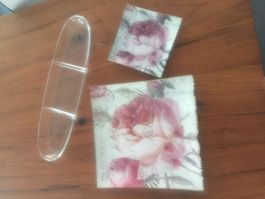 3 Stk. Schalen Glas und Blumen Schalen