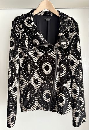 Theory Black & White Print Moto jacket-size L