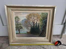 Altes Ölgemälde "Am Thunersee" von H. Suk, gerahmt.