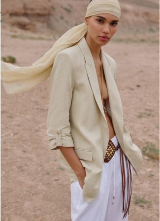ZARA Sommer Blazer Beige Leinen Gr.L (38-40) NEU