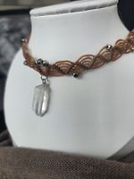 Makramee-Halskette (Choker) mit Bergkristall-Anhänger 💎