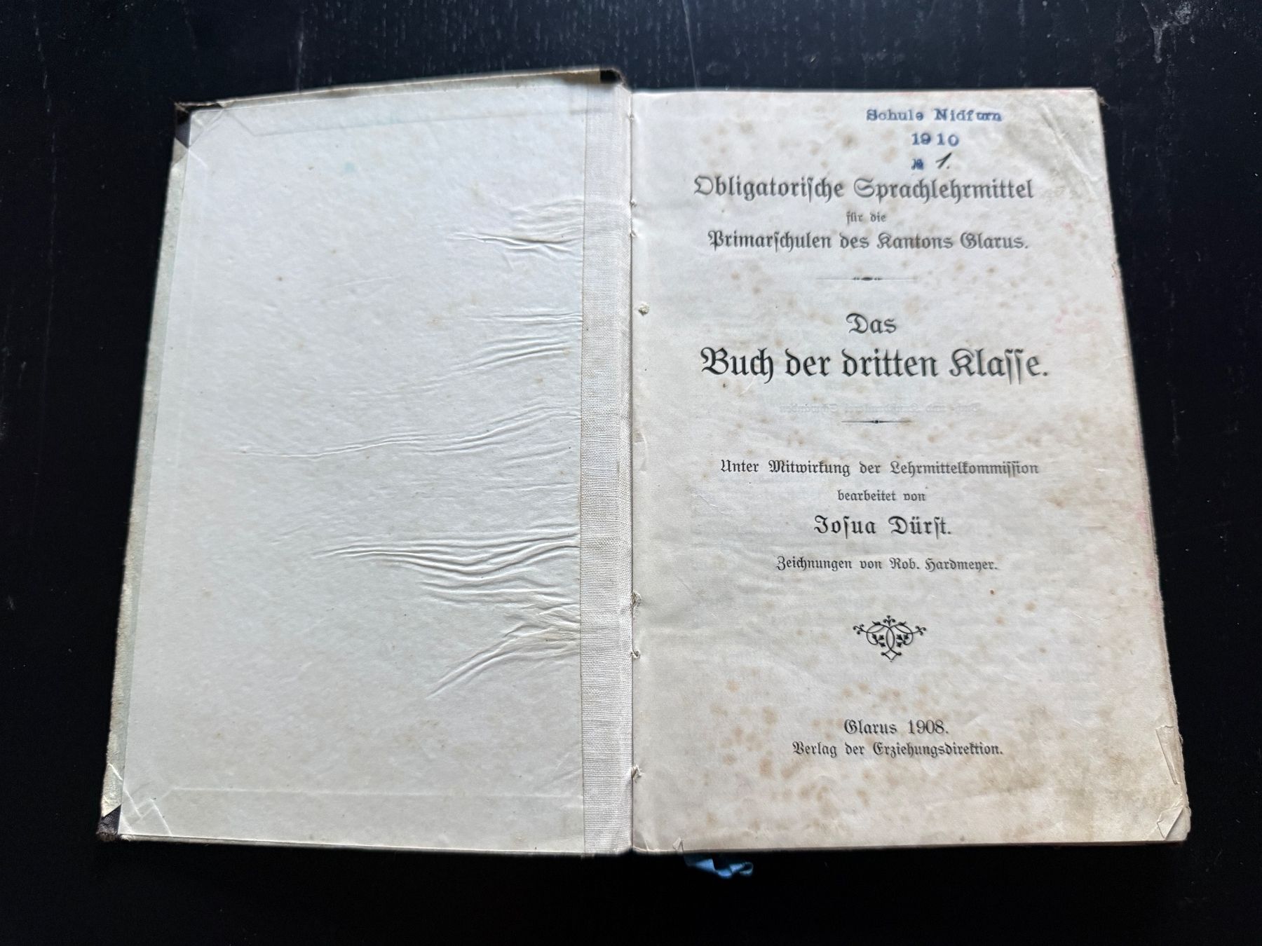Livres: Lehrbuch Glarus 1908 Das Buch der dritten Klasse Schulbuch – D'occasion à Erstfeld par Uhu1980 1