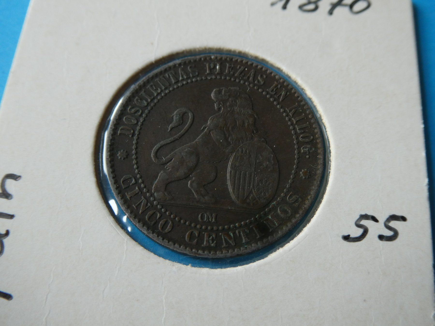 Tutti le monete: Spanien 1870, 5 Centimos – Usato da Hinterforst venduto da Rohusri