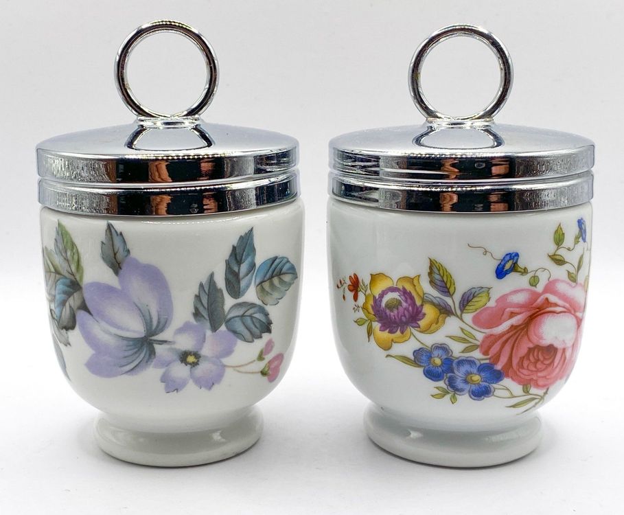 Cuit-œuf Ancien Wedgwood Porcelaine - Décor Oiseaux Et Fleurs - XIXe Siècle