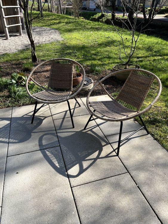 2 Ikea Klassiker Gartenstühle Korbgeflecht / Stahl Kaufen auf Ricardo