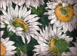 Baumwollstoff  50 x 160 cm grosse Blumen