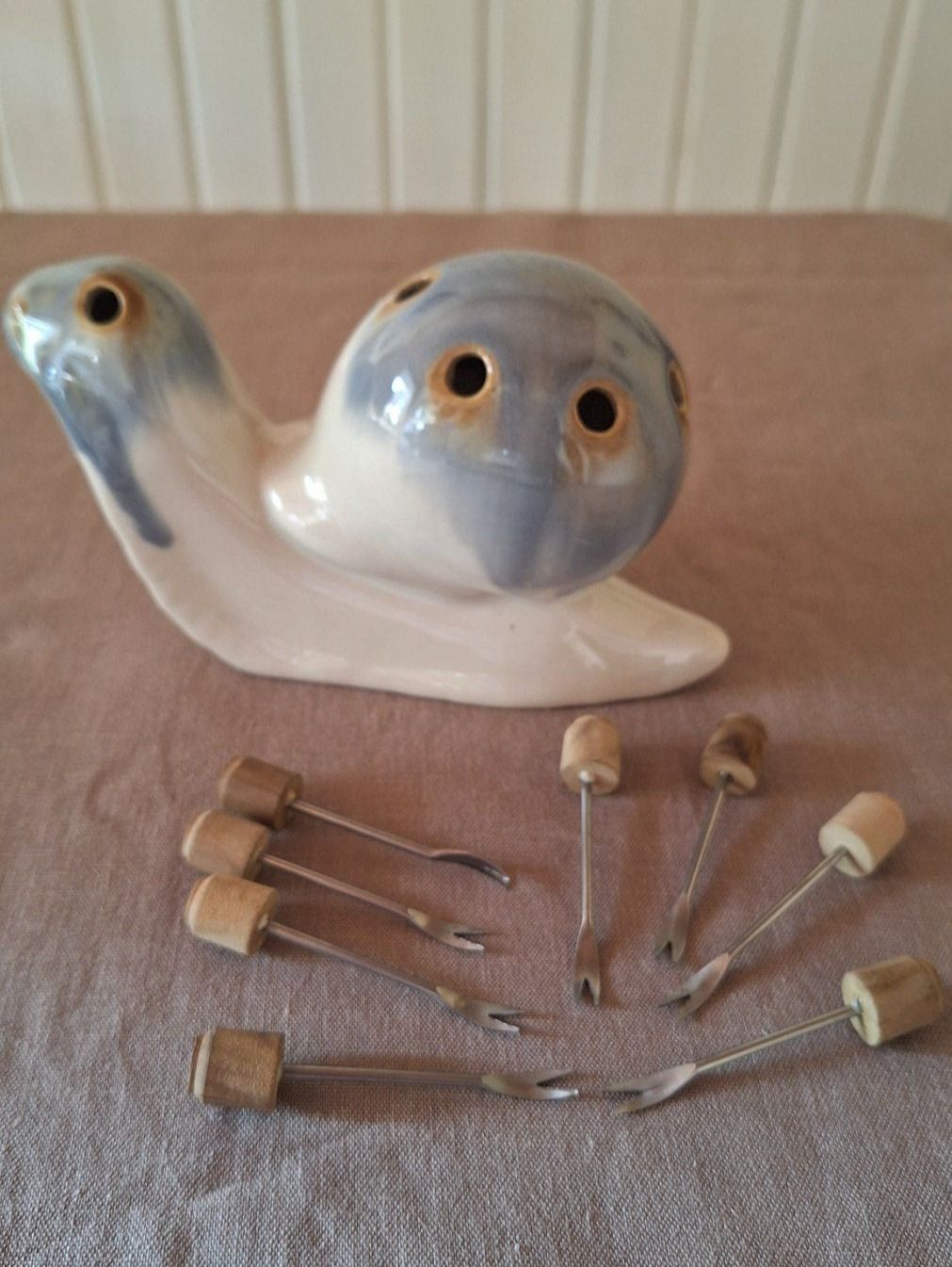 Set di piatti: Apero- Set, Schnecke  Keramik, 8 Gäbelchen – Usato da Dornach venduto da majo8689 3