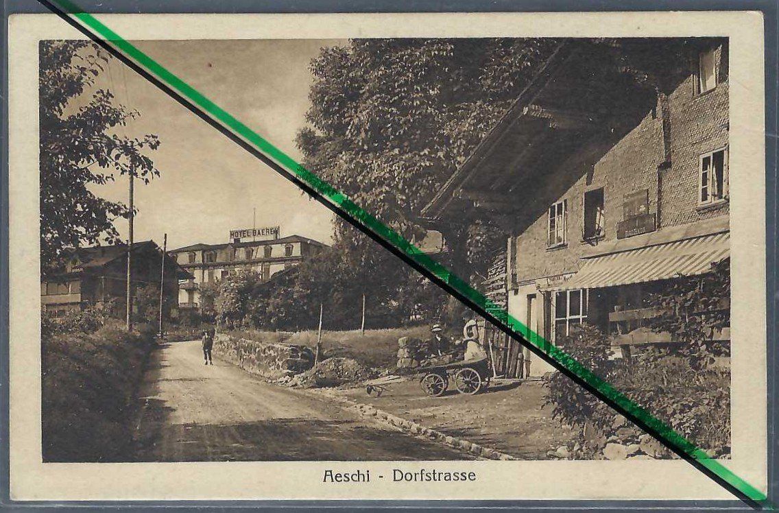 Ansichtskarten: Aeschi, Dorfstrasse. – Gebraucht aus Horw von SwissSteamMemories