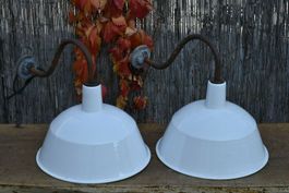 KE476 Alte Emaille Lampe/Hof Lampe/Bauernhof Lampe/Garagen