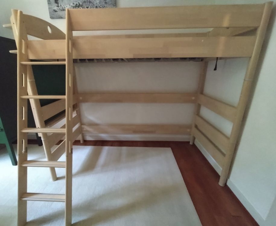 Hochbett mit Tablar und Tafel, massivholz, Paidi (Gebraucht) in Bad ...