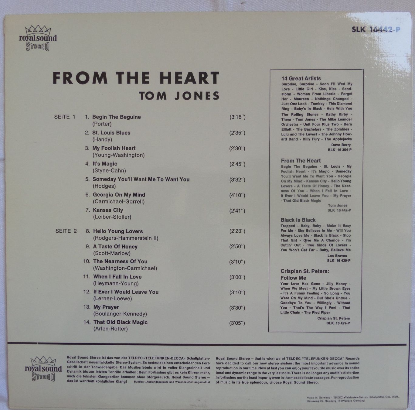 Dischi in vinile: Tom Jones - From The Heart – Usato da Genève venduto da CDLPBookS 1