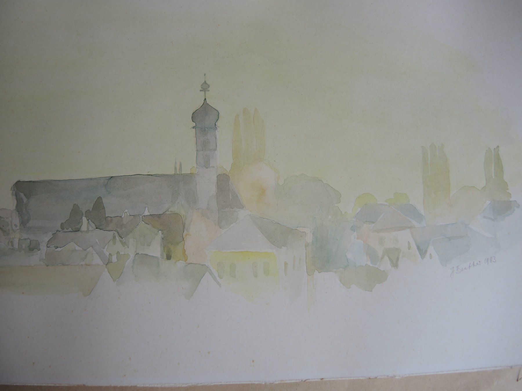 Poster & Bilder: Aquarell Kolumbanskirche Rorschach Kirche signiert Sutter – Gebraucht aus Rorschach von maeck8 3