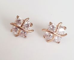 Ohrstecker 925 silber  Rosegold Zirkonia Blumenform 