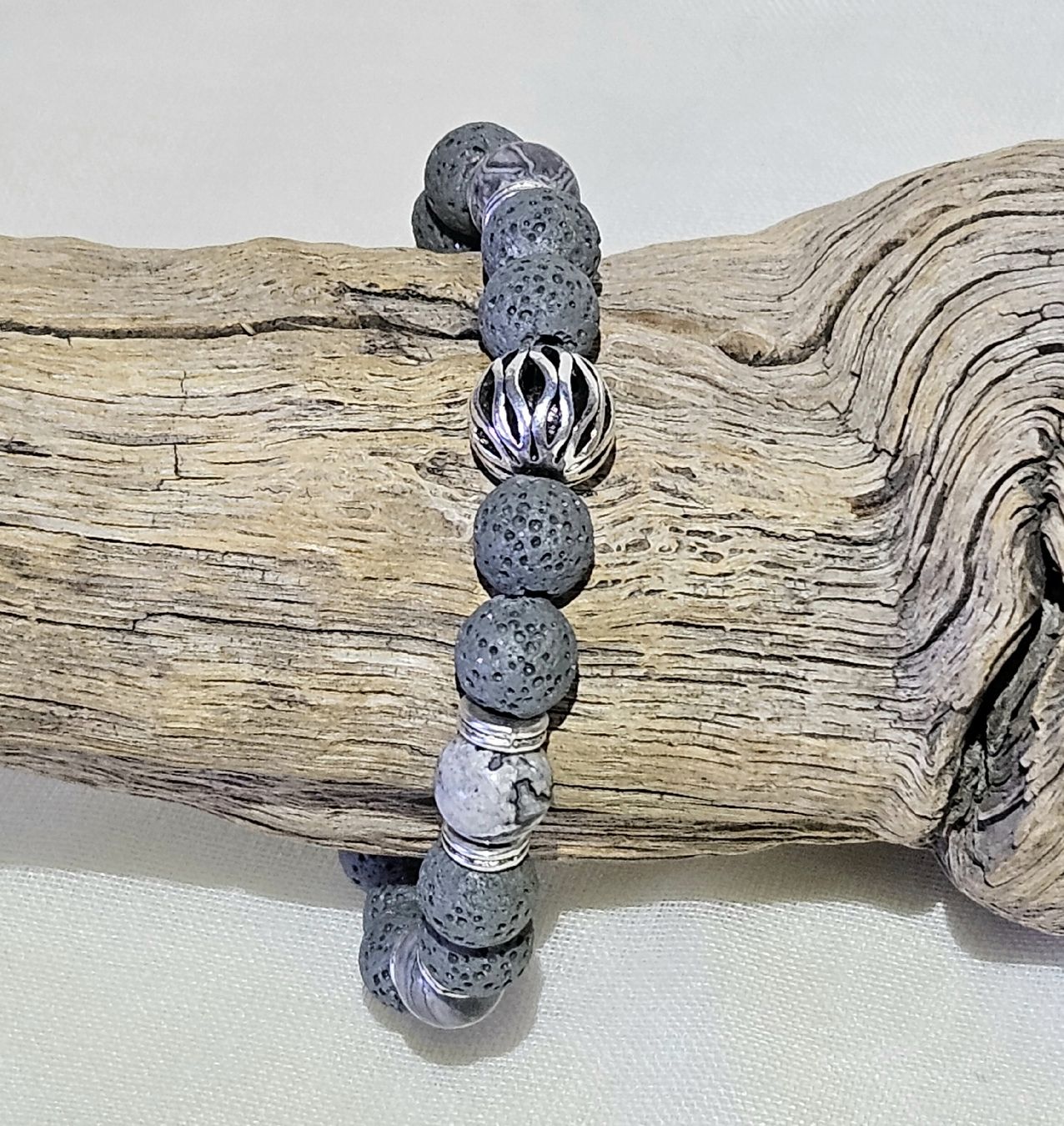 Bracciali & Braccialetti: graue Lavastein-Mix Armk. - Spendenaktion – Nuovo (secondo la descrizione) da Unterkulm venduto da Nachtigall 4