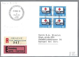 1963, B117x4, S-0 GENÈVE CONGRÈS CROIX-ROUGE, EING./EILBRIEF