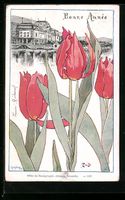 Neuchatel, Uferpartie mit Tulpen, Neujah