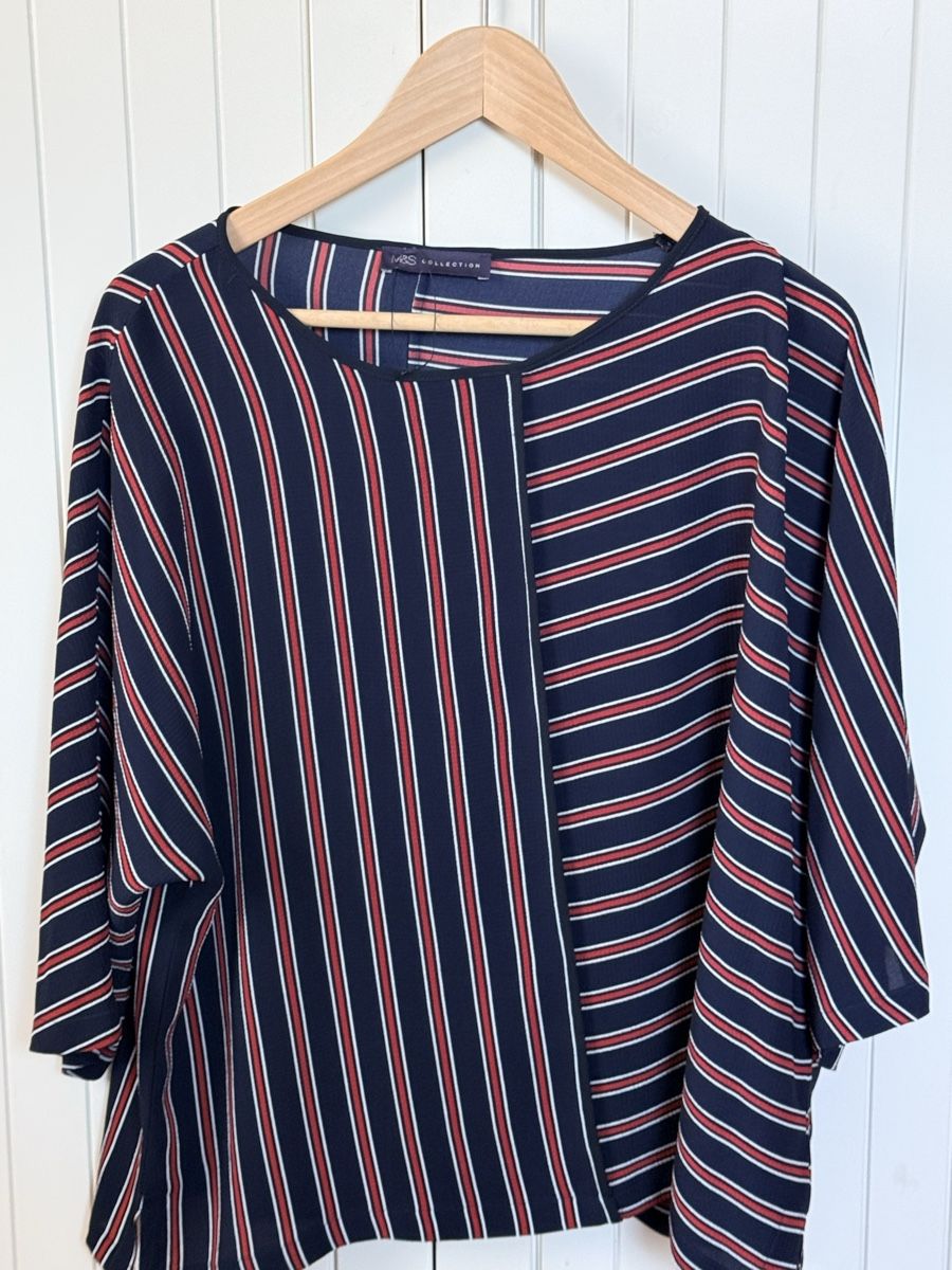 Camicette: Marks&SpenStriped Spring Blouse - Elegant Design, Size Mediu – Nuovo (secondo la descrizione) da Uttigen venduto da venezia012