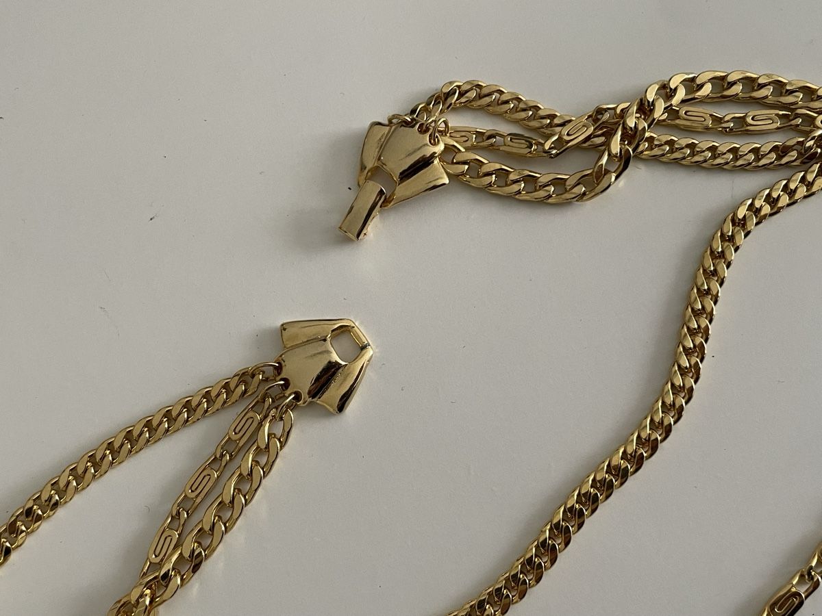 Catenine: Collier multi-chaînes plaquer or avec fermoir nœud 45 cm – Usato da Worben venduto da benit.drn 7