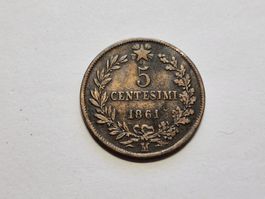 Italien 5- Centesimo 1861.