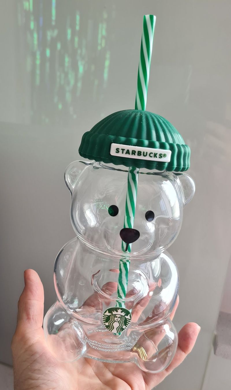 Starbucks Bicchieri: Starbucks Bearista cup, Trinkglas Bärchen mit Röhrli – Nuovo e nell'imballaggio originale da Winterthur venduto da bibummi 2