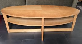 Holz Couchtisch, oval, mit Ablage - Skandinavisch Top!