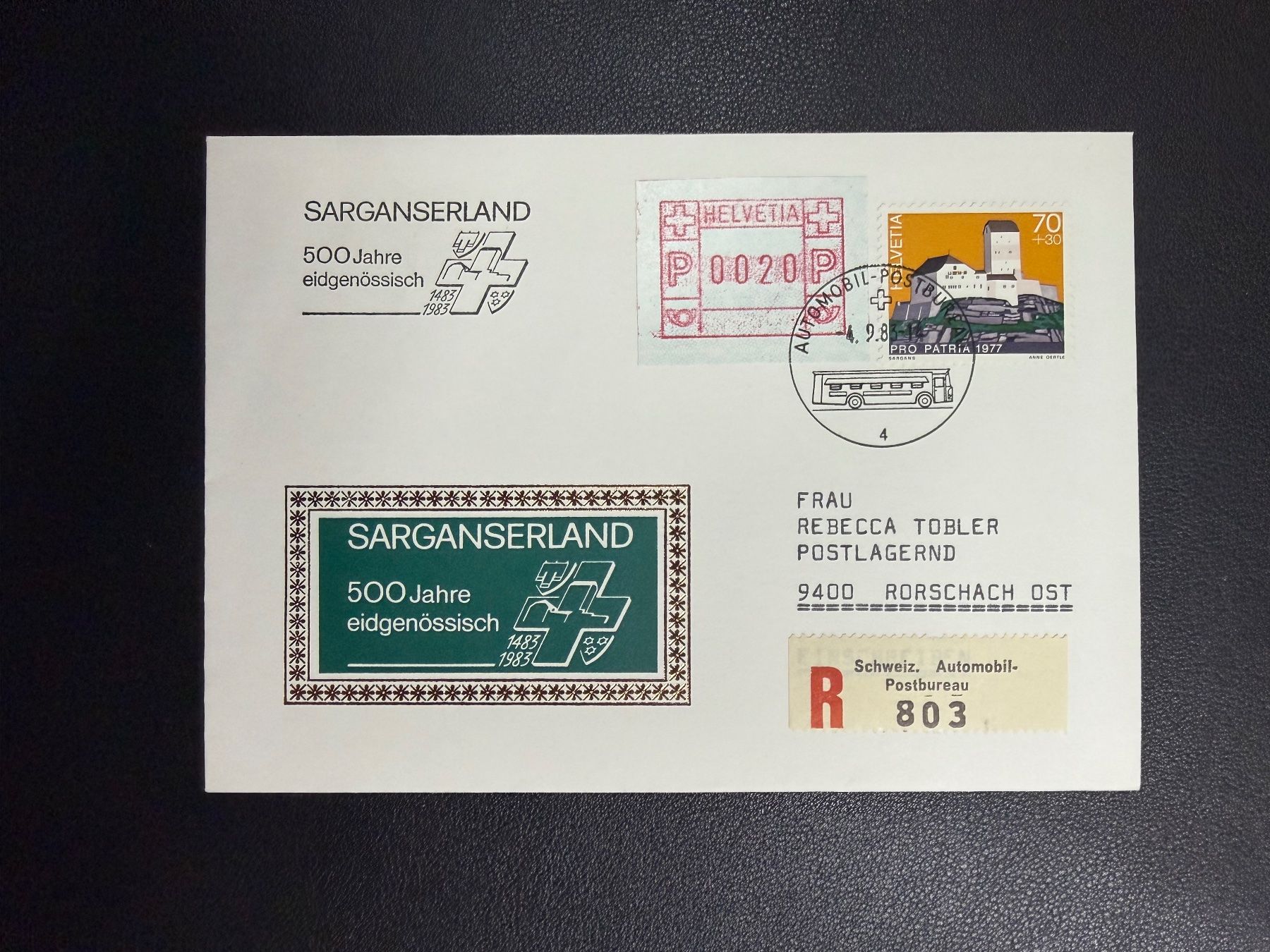 Timbri: Sarganserland 500 Jahre eidgenössisch 1983 – Usato da oberrüti venduto da jeanmei