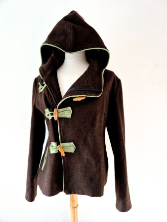 JACKE BRAUN M 38 MANTEL JACKET HANDMADE UNIKAT TOP ZU HOSE