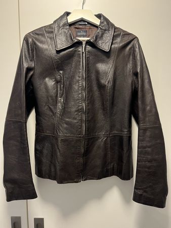 Trussardi Leather Jacket, Size IT 46, Dark Brown, Autumn Loo