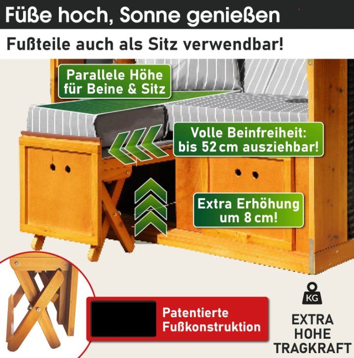 Liegen & Liegestühle: PREMIUM Strandkorb - GESTREIFT Anthrazit/GRAU/WEISS – Neu und originalverpackt aus Wallenwil von toesstal-vertrieb 3