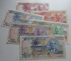 Lot ++ 6 alte Banknoten aus Malawi