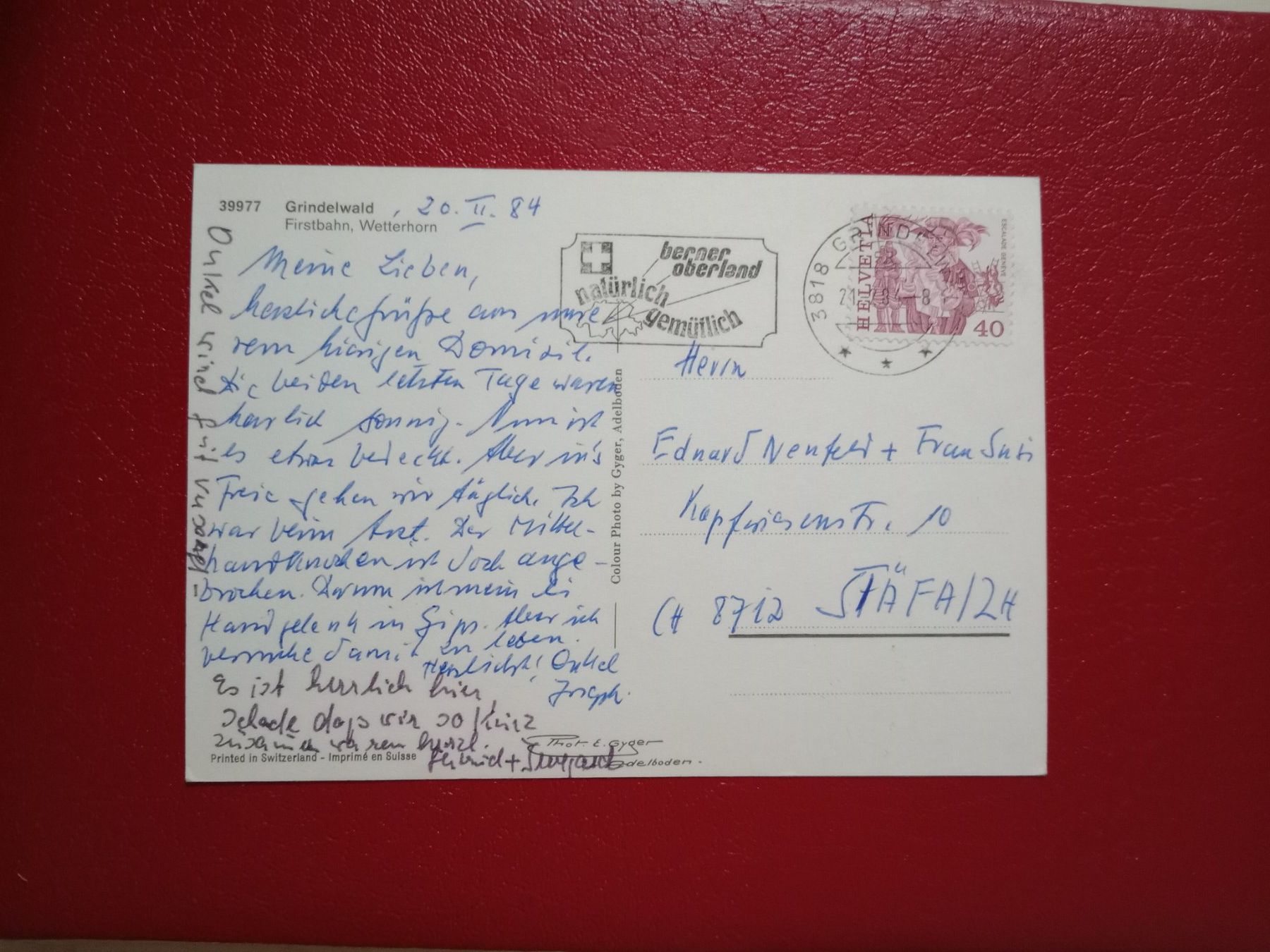 Cartoline postali: Grindelwald offene Sesselbahn First 1984 – Usato da Küttigen venduto da Melisch1000 1
