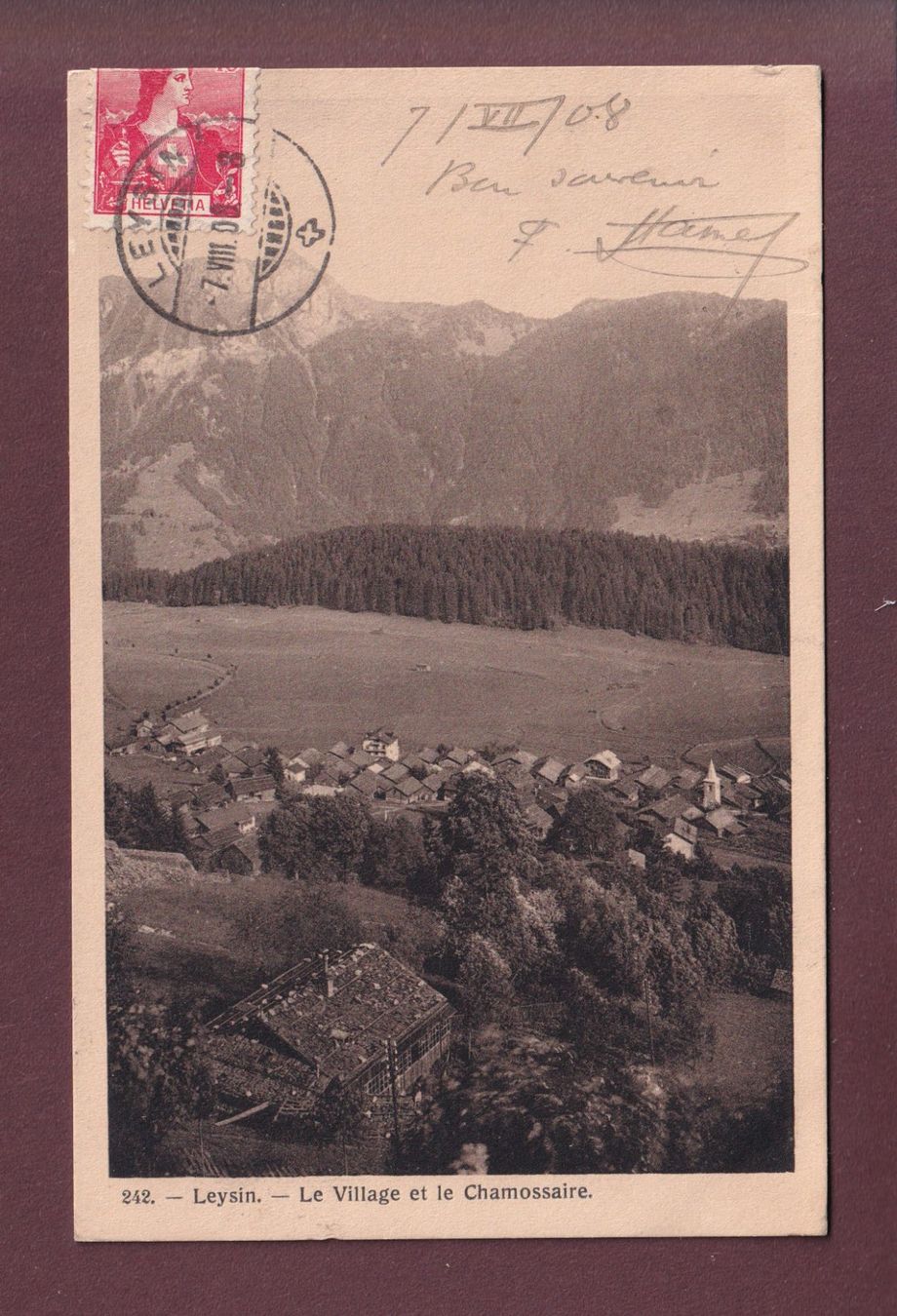 Cartoline postali: LEYSIN - Village - Chamossaire - 1908 – Usato da Pully venduto da nicecards