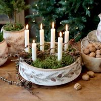 Chic Antique Keramikschale mit Tannenmotiv, Höhe 10 cm