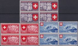 1939, Nr.219-221 (Landesausstellung) Viererblöcke **. 60.-
