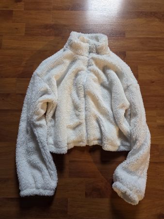 Weisse dünne Fleece Teddy Jacke, Grösse 140