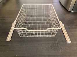 6x IKEA PAX KOMPLEMENT Drahtkorb, klein, beige mit Schienen