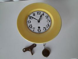 Elgin Wand Küchenuhr, Steingut, Germany, 1960, Space Age