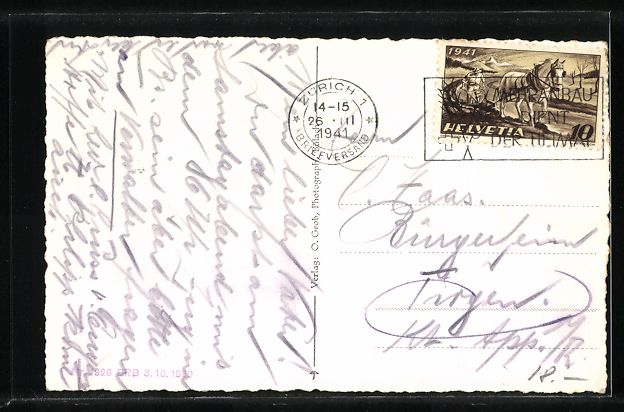 Cartoline postali: AK Eglisau, Blick auf den Ort, 1941 – Usato da Berlin venduto da bartko-reher 1