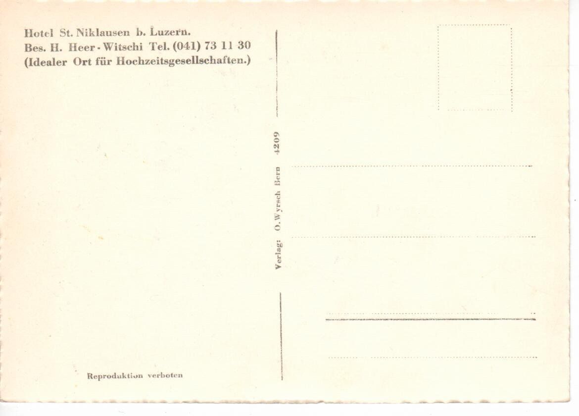 Cartoline postali: Hotel St. Niklausen bei Luzern – Usato da Wolhusen venduto da Curver9 1