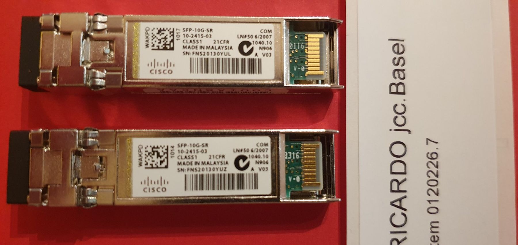 Cisco Unità & Adattatore: Cisco SFP-10G-SR Module, neuwertig, 2 Stk., SFP+ – Usato da Reinach BL venduto da jcc.Basel