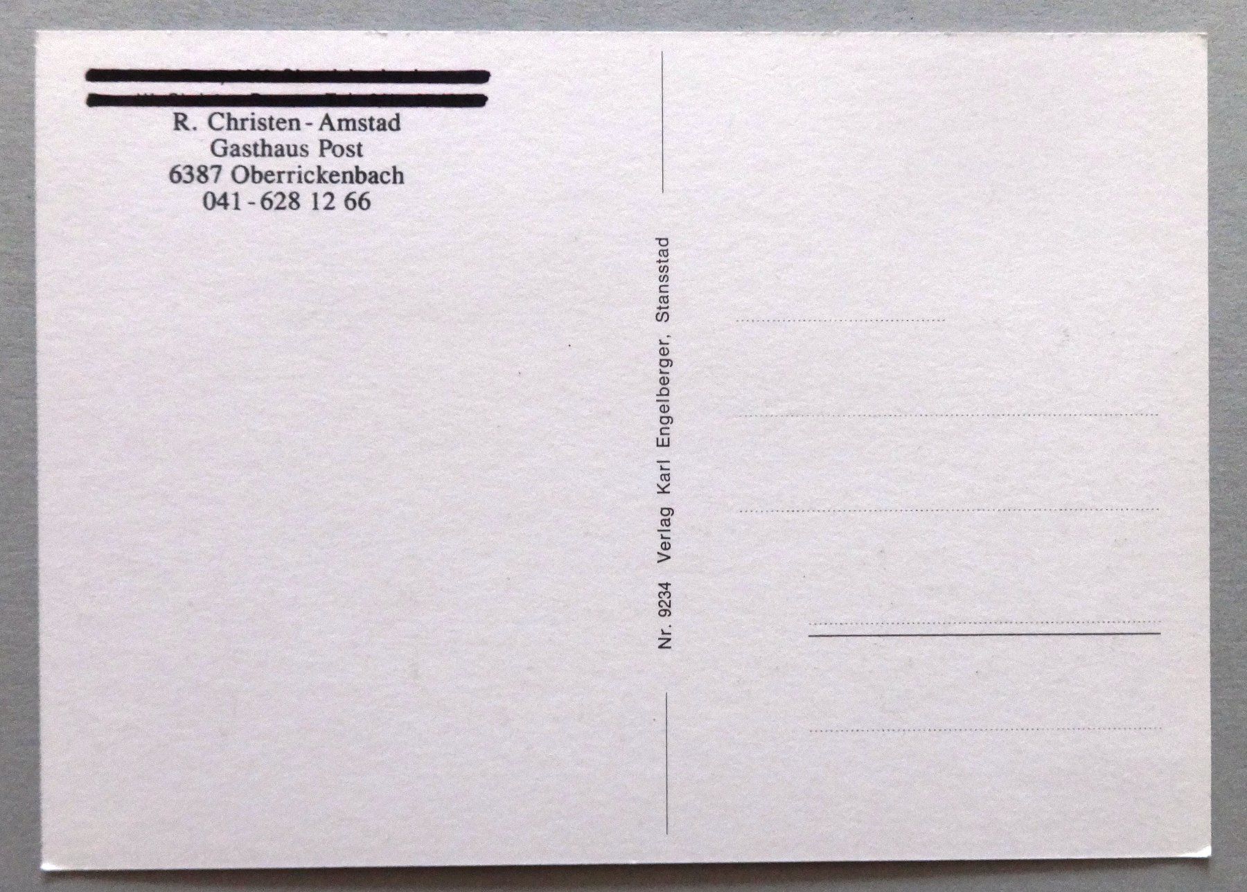 Cartoline postali: Gasthaus Post, Oberrickenbach – Usato da Fétigny venduto da Billy2miny 1