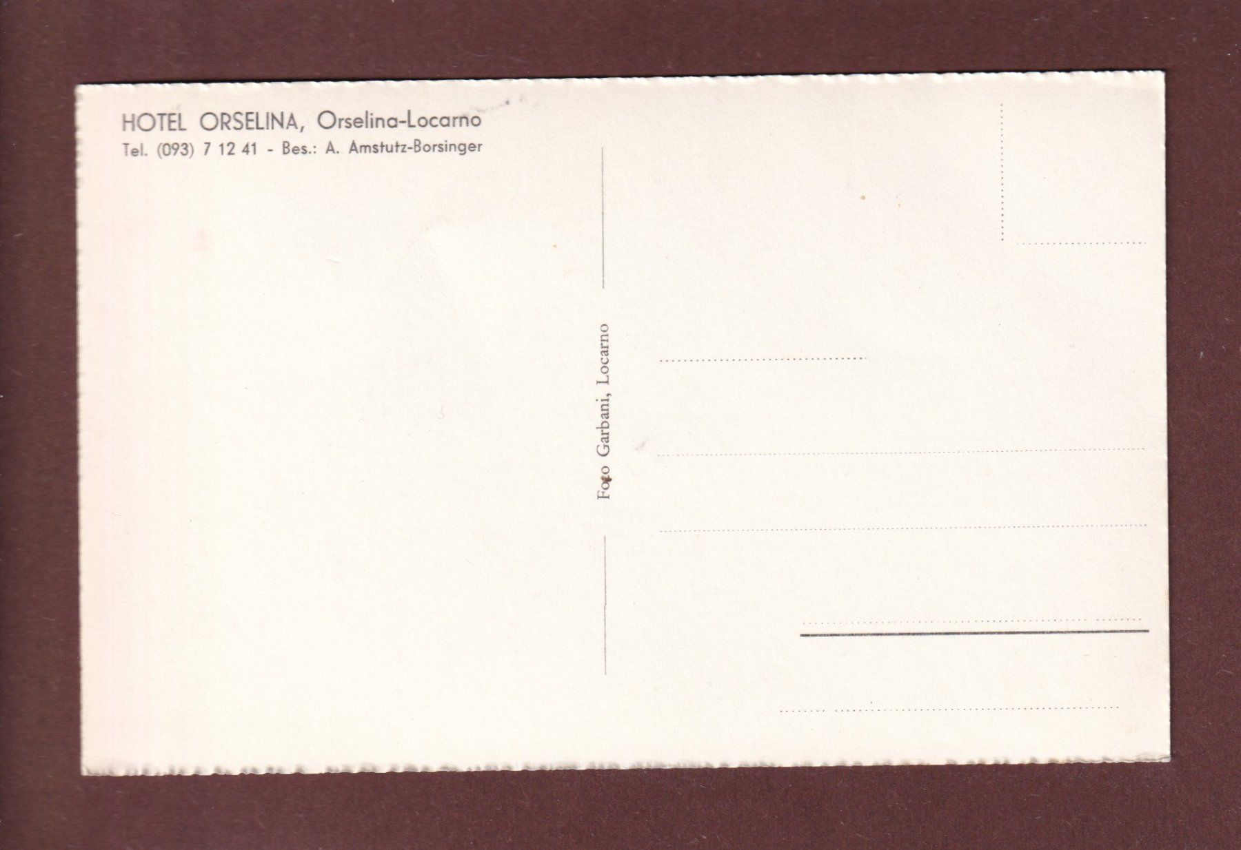 Cartoline postali: Locarno - HOTEL ORSELINA – Usato da Pully venduto da nicecards 1