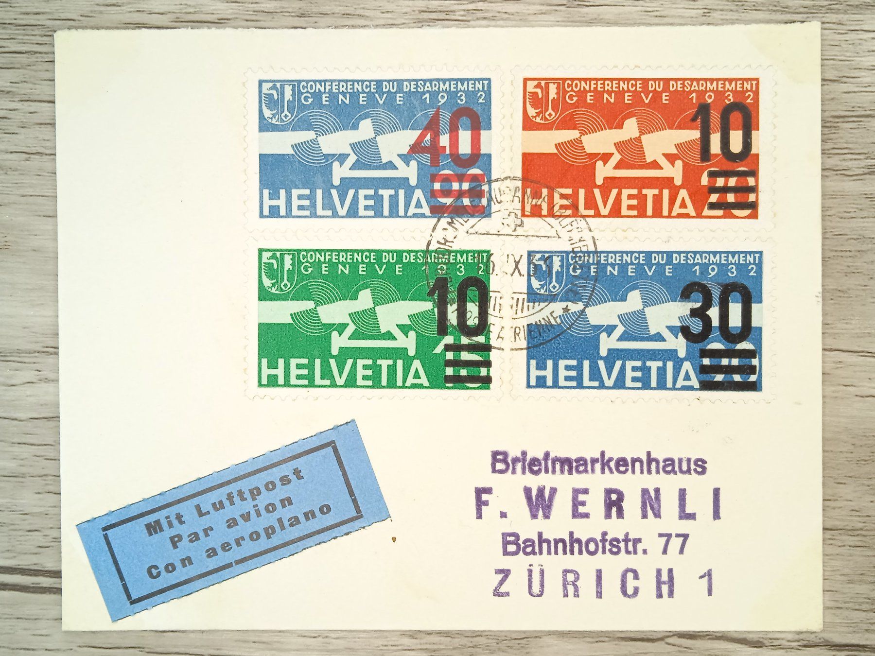 Tutti i francobolli: TR65 Enveloppe + Timbre Suisse 1933 – Usato da Cousset venduto da Patrick_Collections