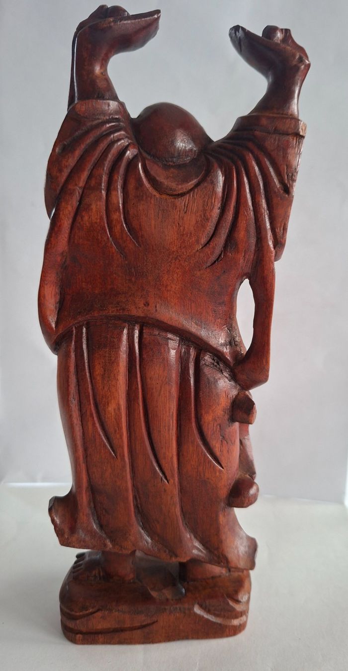 Statuette: Lachende Buddha Figur, Holz geschnitzt, Glücksbringer – Usato da Opfikon venduto da Diversamente 5